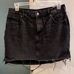 Old Navy Black Denim Mini Skirt with Frayed Hem